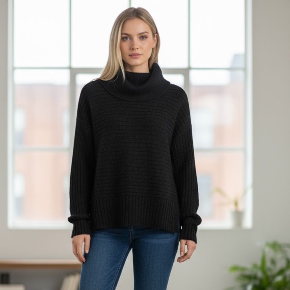 Anthropologie Moth Women's XS Black Cowl Neck Pullover Sweater‎